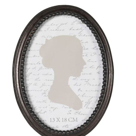 Aged bobble oval brown/black photo picture frame