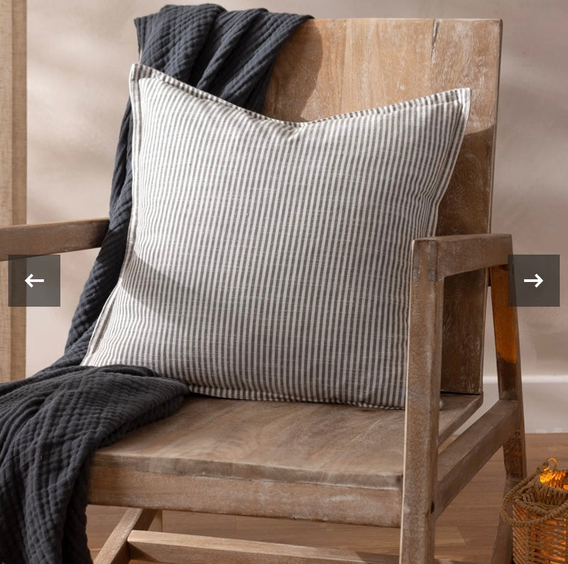 Truro Natural Stripe Feather Filled Cushion 45cm