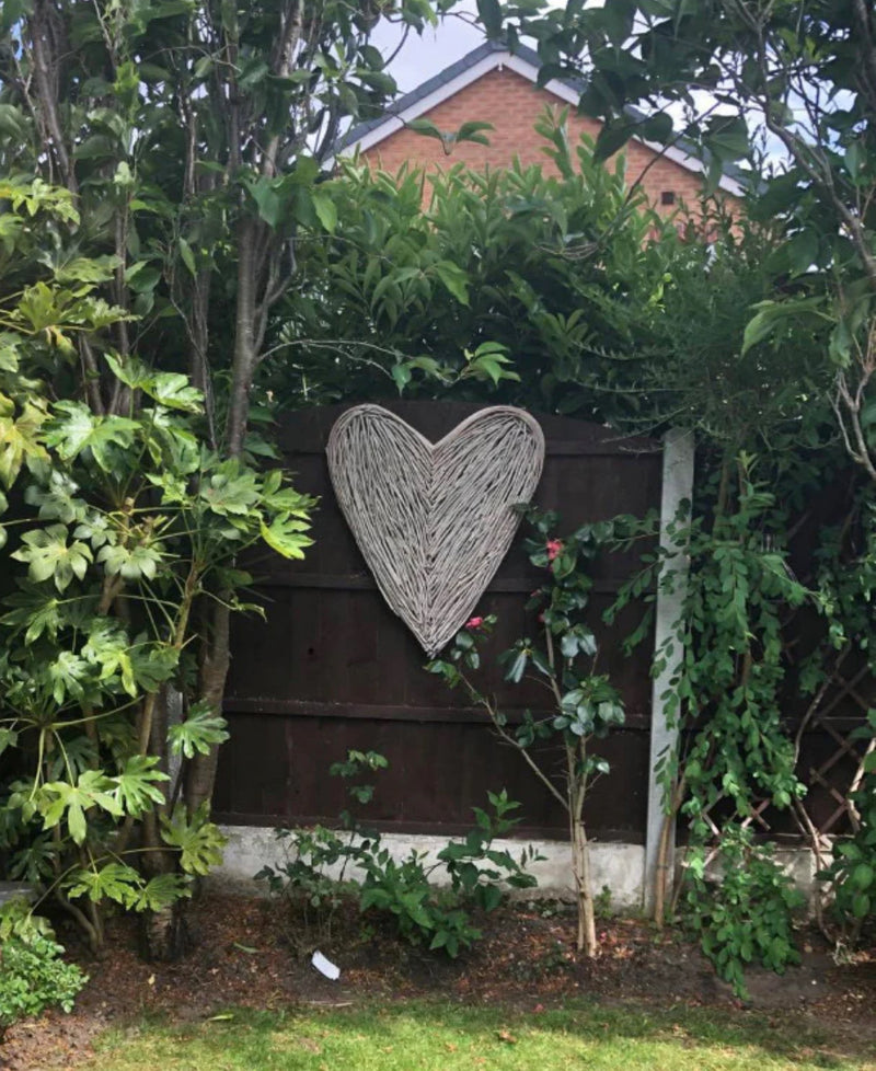 Dark grey willow wicker large huge woven twig heart