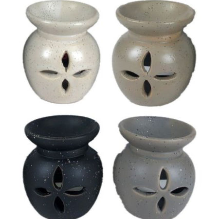 Stone look cut out oil wax burners 4 colours