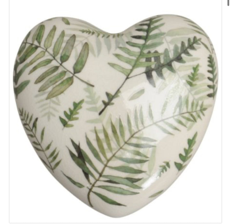 Decorative fern ceramic heart