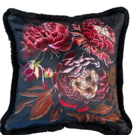 Black Red Pink Velvet Fringed luxury feather filled Cushion