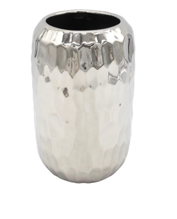 Silver Dimple Effect Glass Vase