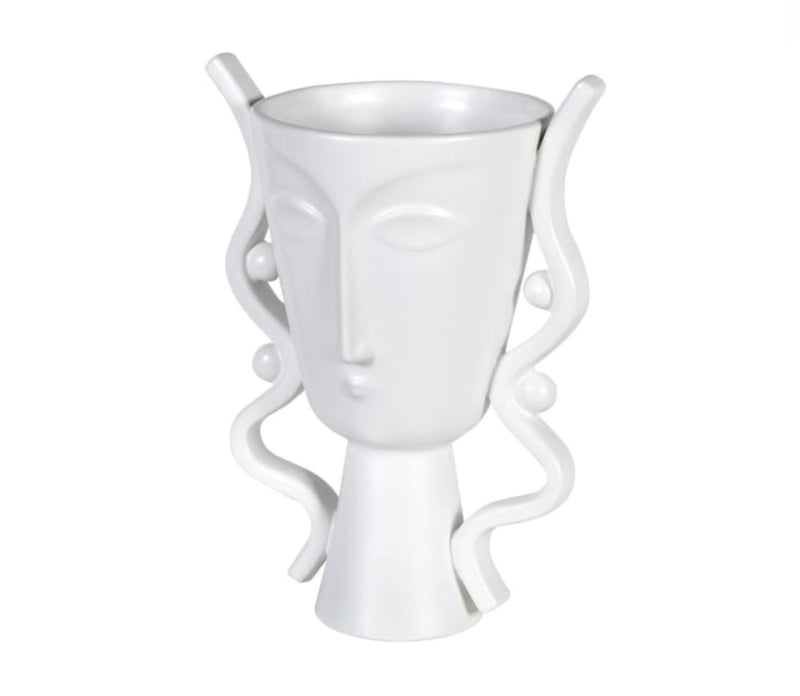 Ceramic white face urn vase