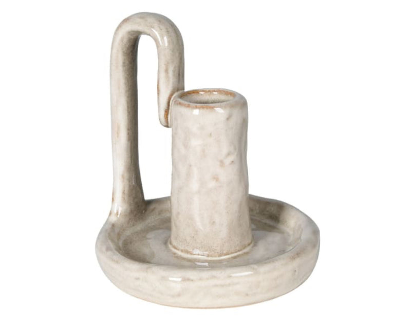 Cream ceramic candle holder