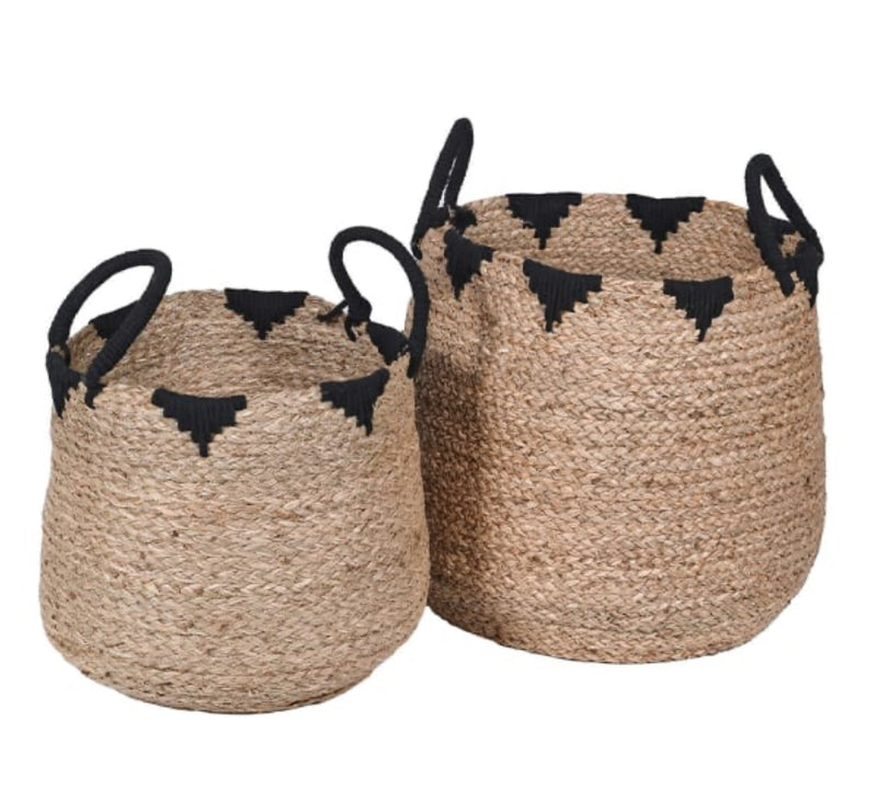 Natural black seagrass handle basket 2 sizes