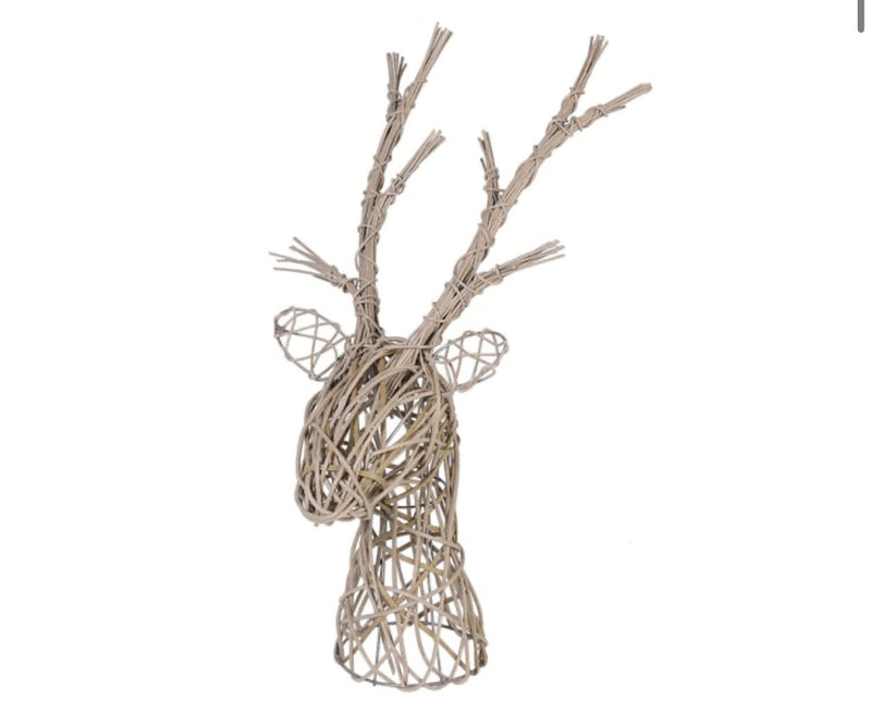 Penny Large Standing deer stag reindeer head woven rattan