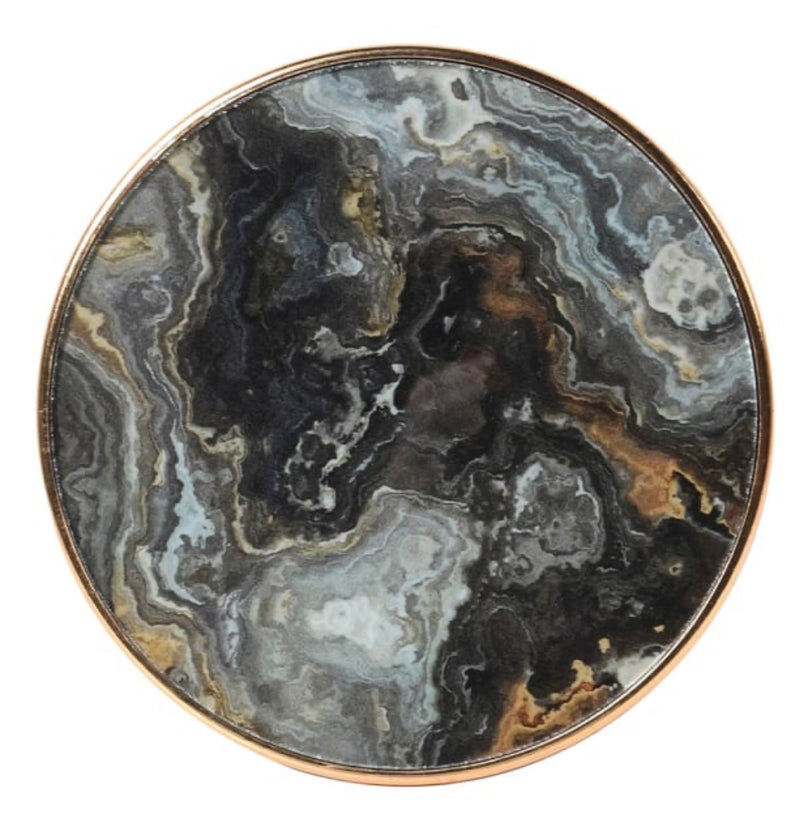 Black gold marble set of 4 coasters in holder