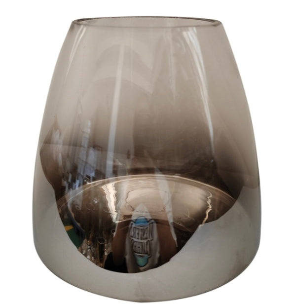 Pewter bronze Ombré Glass Hurricane Candle Holder 2 Sizes
