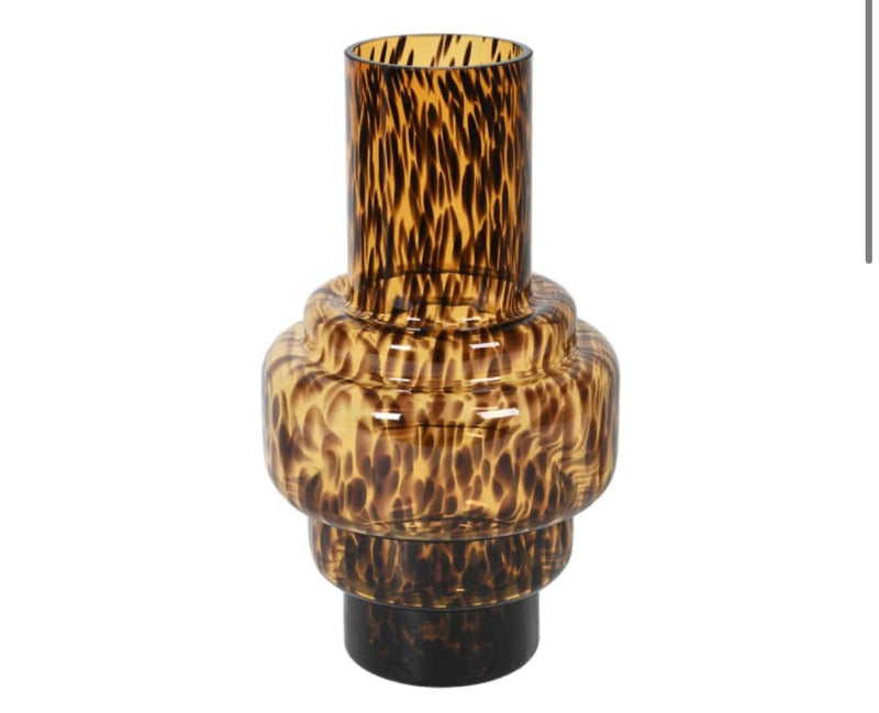 Mottled print Brown glass vase