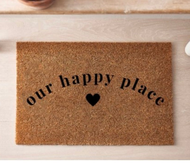 Our Happy Place Coir Door Mat rug 60x40cm