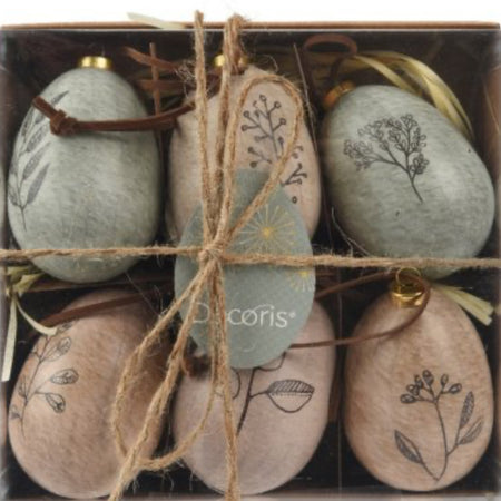 Set of 6 Easter Egg botanical Hanging Decoration