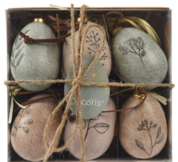 Set of 6 Easter Egg botanical Hanging Decoration