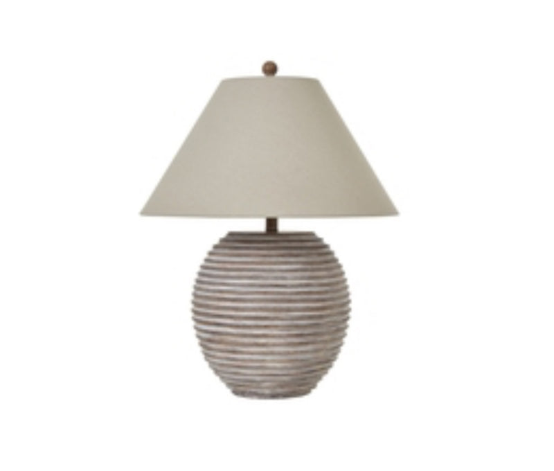 Washed wood ribbed lamp linen shade