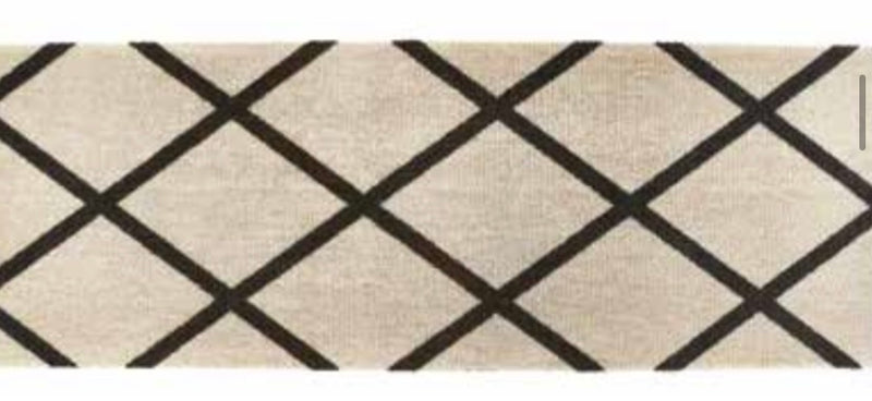 Abstract Natural Black Geometric Washable Door Mat & Runner rug