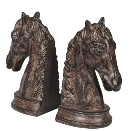 Horse head brown washed look book ends