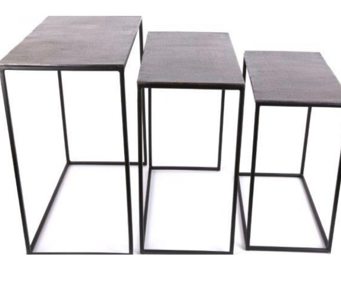 Black Nickel Metal Top Rectangular Side Sofa Tables 3 sizes