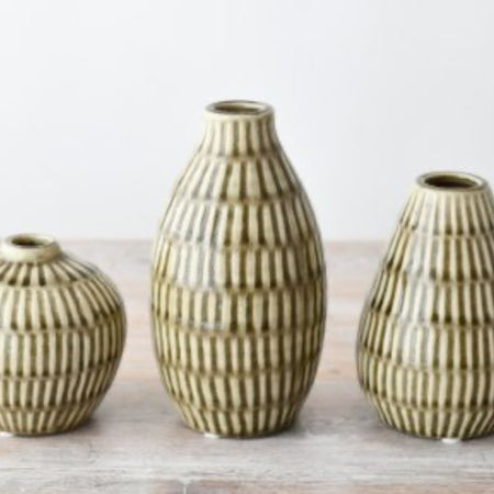 Taupe/Green textured vases 3 sizes