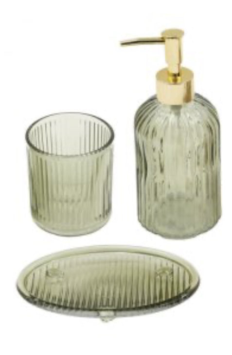 Bathroom ribbed set 2 colours available taupe green