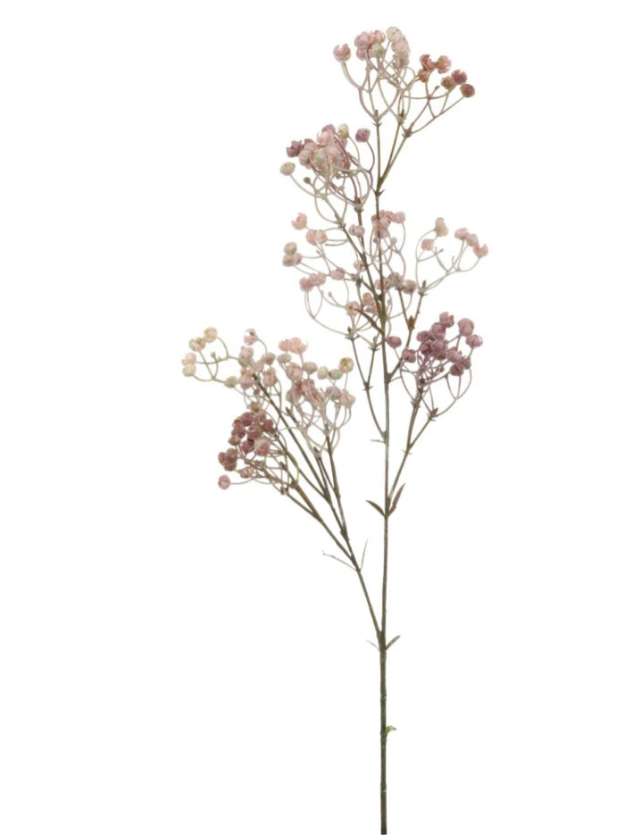 Pink linum ball dried look stem spray 68cm