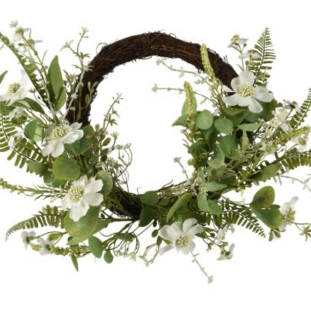 Lush Green mixed foliage Half Wreath 50cm