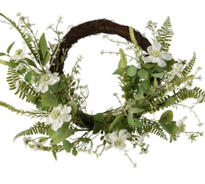 Lush Green mixed foliage Half Wreath 50cm