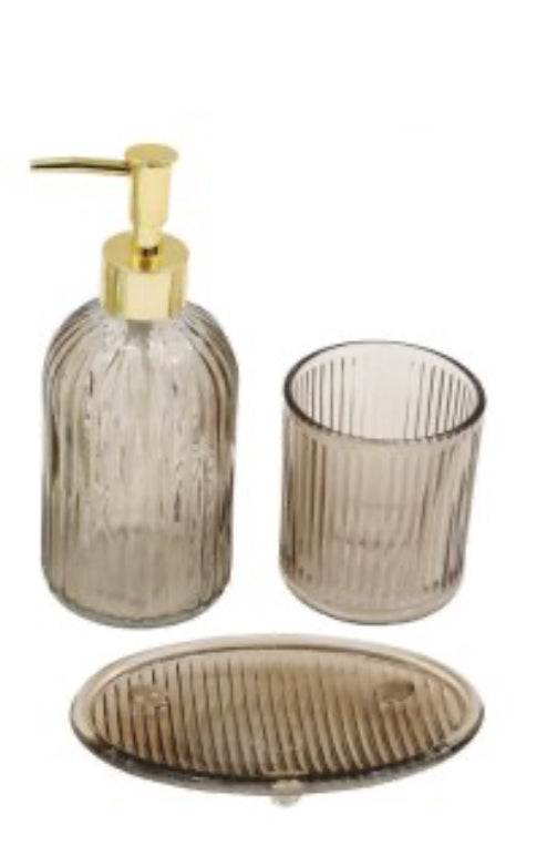 Bathroom ribbed set 2 colours available taupe green