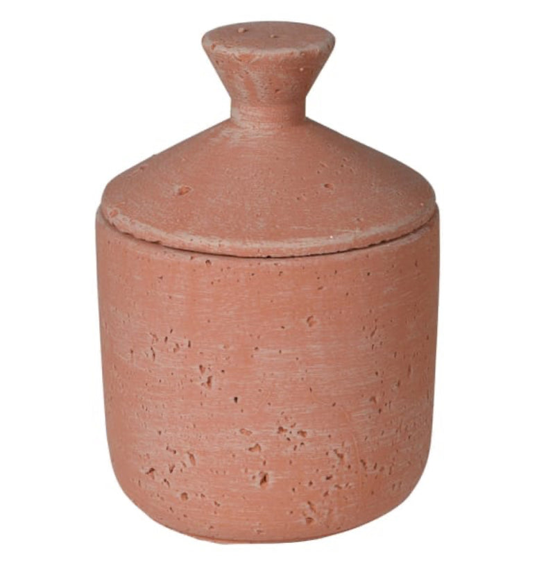 Terracotta textured lidded jar pot 2 sizes