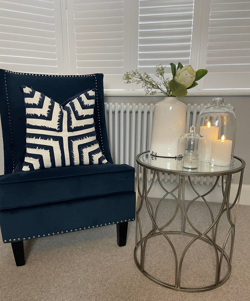 Silver lattice round side table 2 sizes