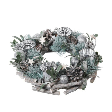 Round pinecone festive candle holder centre piece