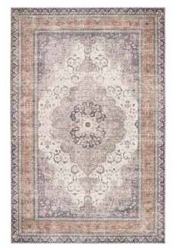 Croft Taupe Grey blue pink Printed Washable Runner rug mat Available 3 Sizes