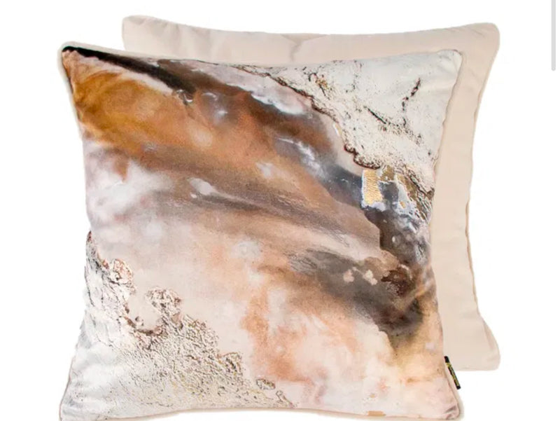 Everlast textured gold bronze abstract cushion 45cm