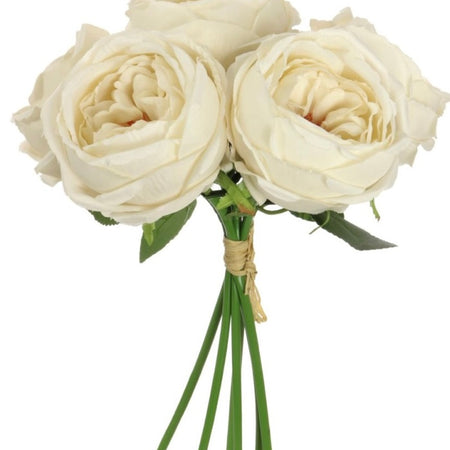 Oyster Cream Vintage peony Rose Tied Stems bouquet bunch