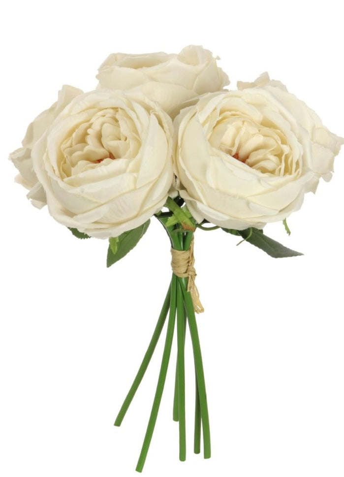 Oyster Cream Vintage peony Rose Tied Stems bouquet bunch