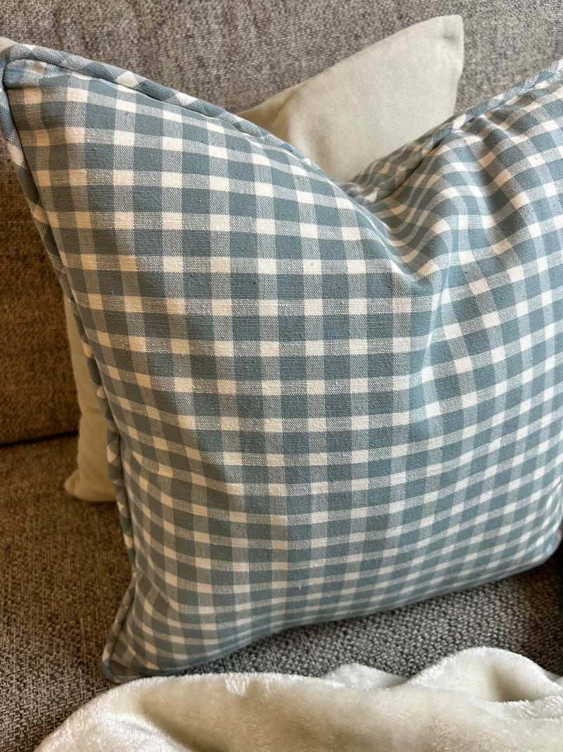 Portland check blue cushion