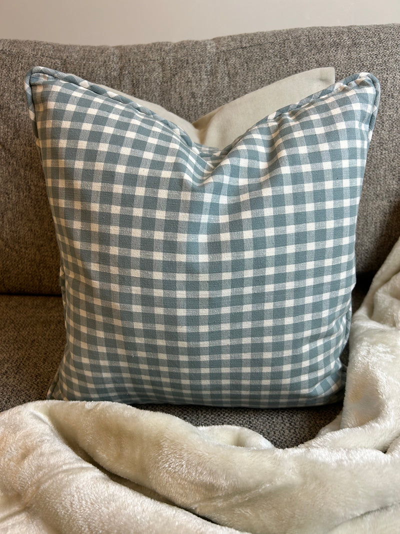 Portland check blue cushion