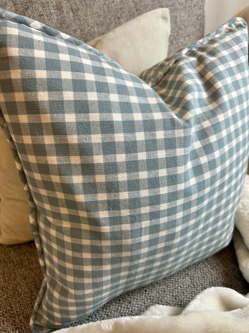 Portland check blue cushion