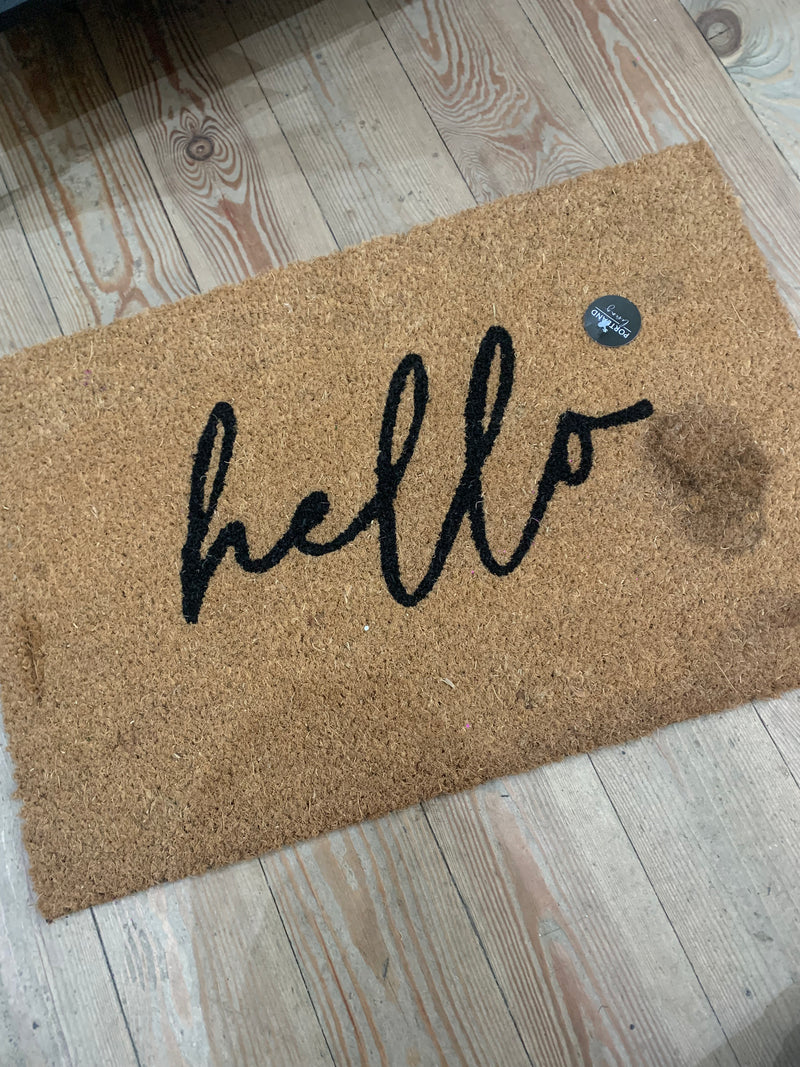 Store seconds Hello Coir door mat