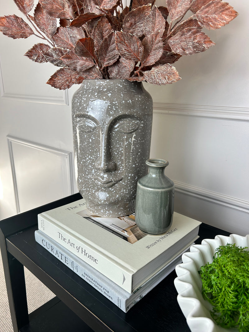 Grey speckled face ceramic vase