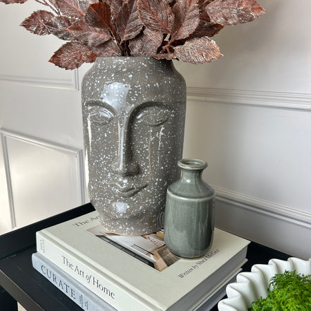 Grey speckled face ceramic vase