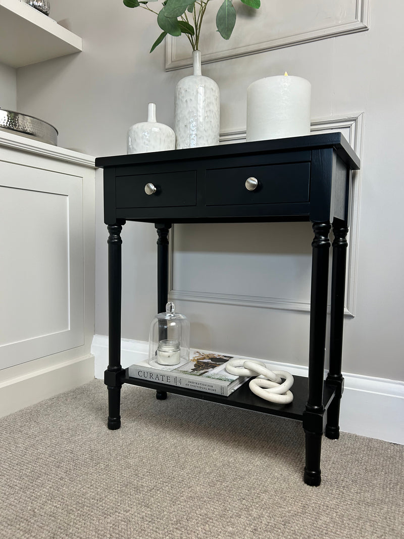 Two Drawer Black small Console 60cm