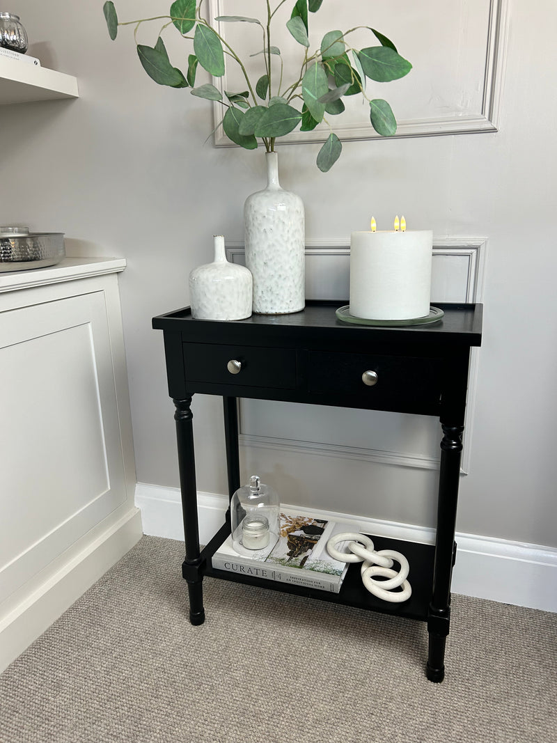 Two Drawer Black small Console 60cm