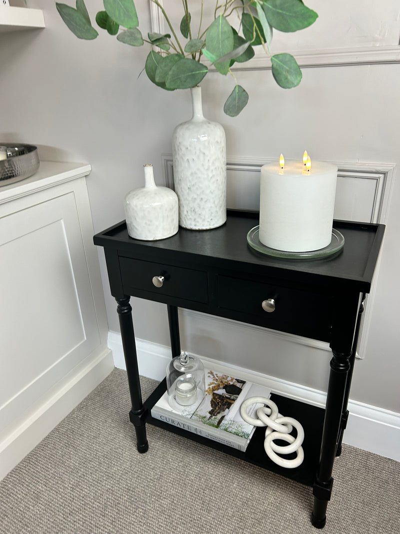 Two Drawer Black small Console 60cm