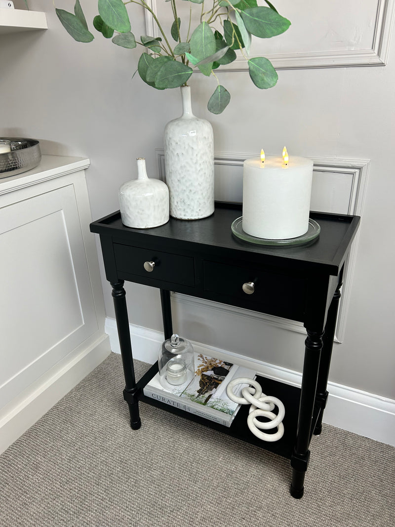 Two Drawer Black small Console 60cm