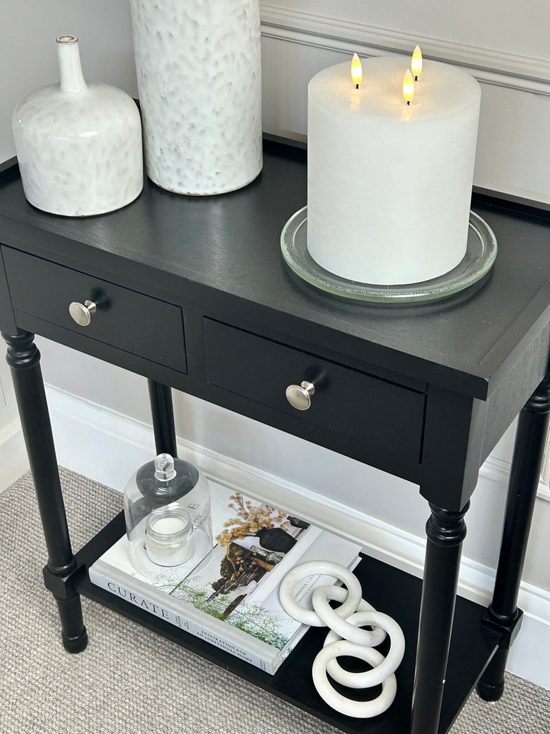 Two Drawer Black small Console 60cm