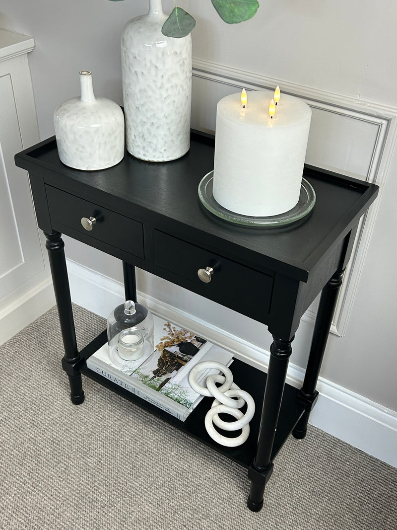 Two Drawer Black small Console 60cm