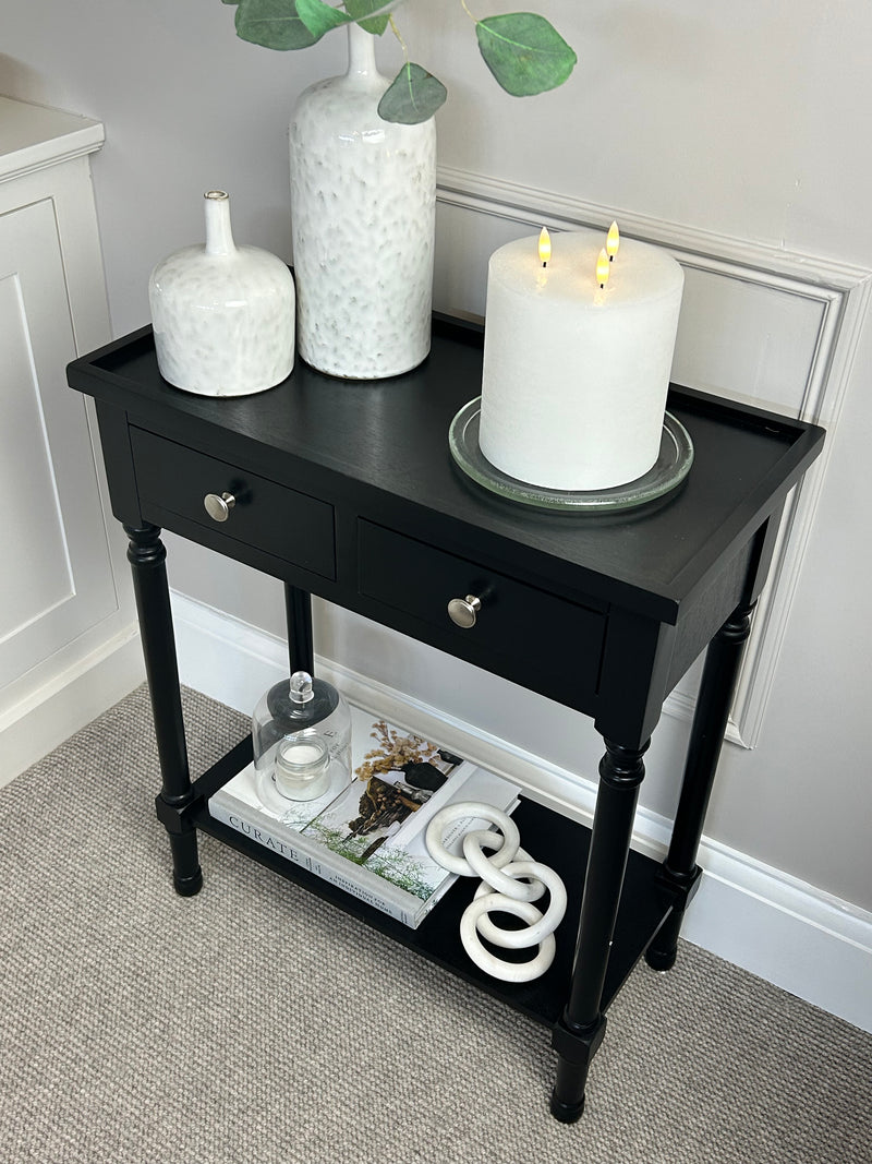 Two Drawer Black small Console 60cm