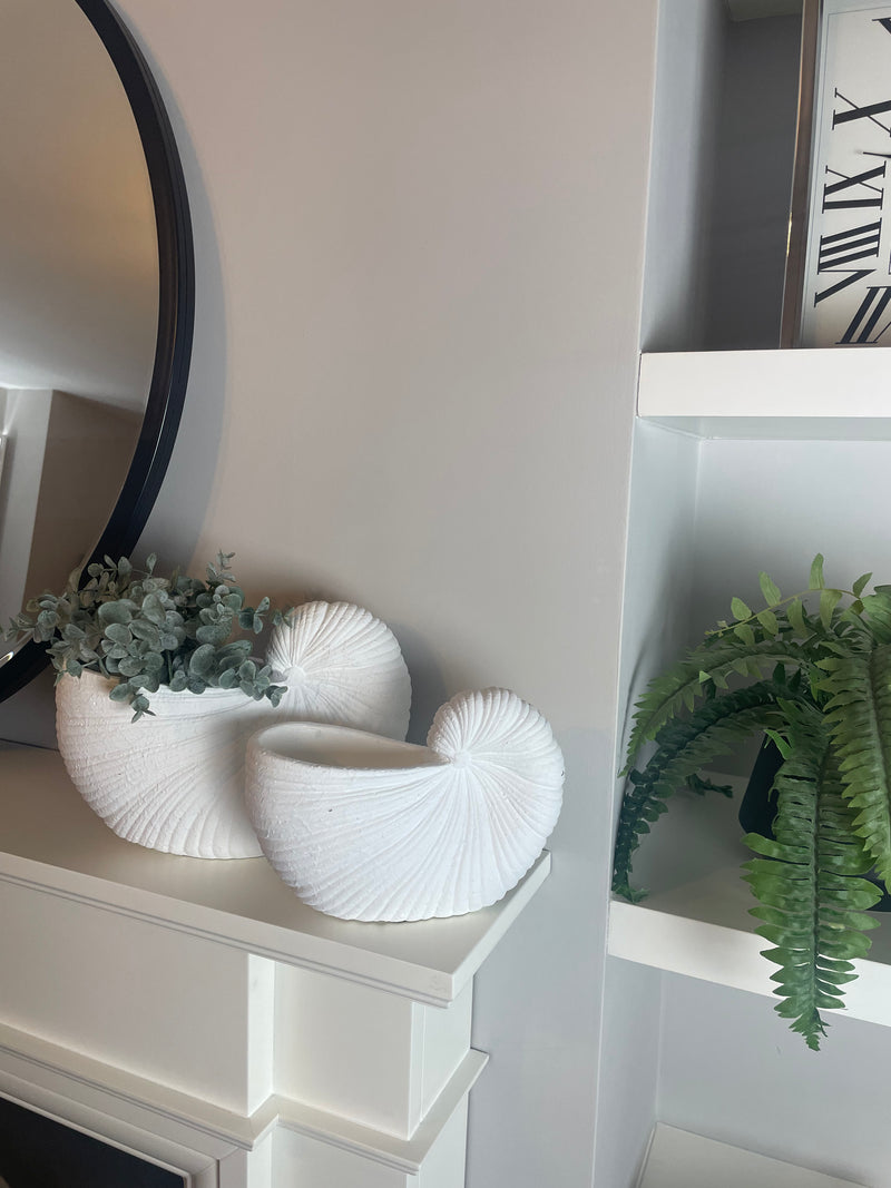 Large White Shell  Shaped Planter