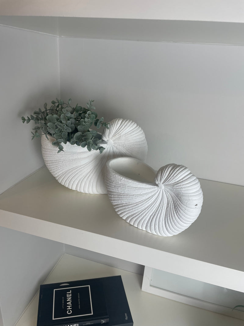 Large White Shell  Shaped Planter