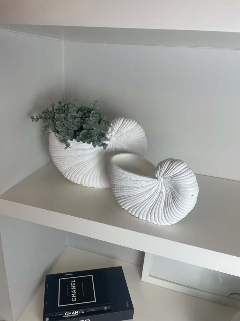 Large White Shell  Shaped Planter